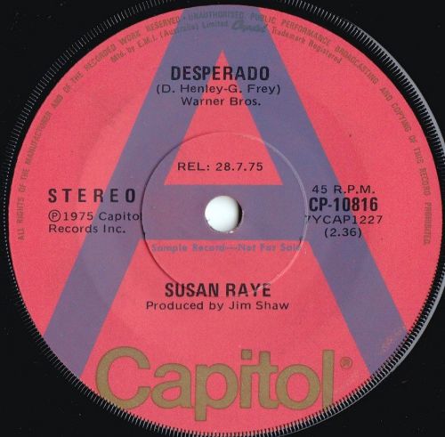 Susan Raye ORIG OZ A-Label Promo 45 Desperado NM 75 Country pop Eagles