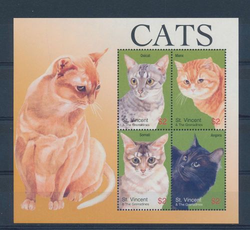 LE48243 St Vincent pets animals fauna cats good sheet MNH