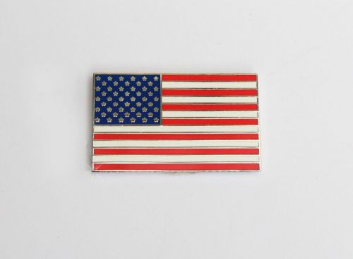 Enamel &amp; chrome self adhesive classic car, american / usa flag badge