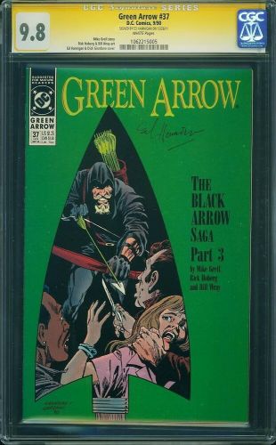 Green Arrow #37 CGC 9.8 signature series Ed Hannigan 1990 signed DC Comics