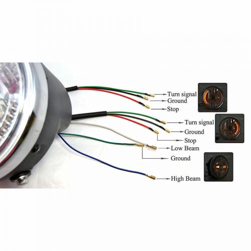 Motorcycle 6.5&#034; 12V Front Headlight LED Turn Signal Light for Harley Cafe Racer