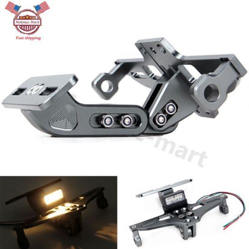 Mount cnc motorcycle license plate holder led tail lights rear bracket universal