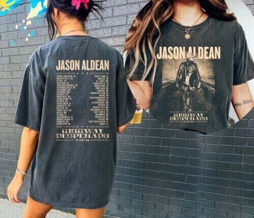 Jason aldean tour 2023 desperado highway t-shirt music country unisex fans gift