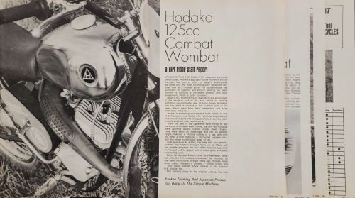 1973 Hodaka 125 Combat Wombat 9pg Motorcycle Test Article