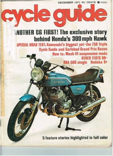 December 1971 Cycle Guide motorcycle magazine Kawasaki H2 Hodaka 100 BSA Gold