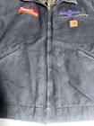 Carhartt Black Detroit Jacket J97 BLK Blanket Lined Size XL Black Fade Embroider