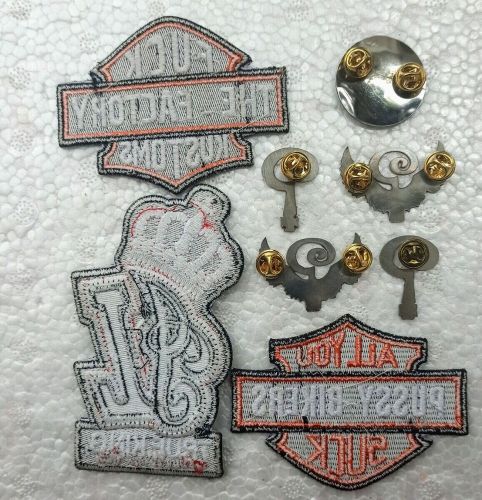 Patch &amp; pin badge emblem indian larry chopper motorcycle 8pcs