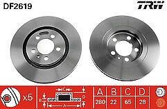 2x Brake Discs Pair Vented fitsVolkswagen PASSAT CORRADO GOLF VENTO TRW DF2619