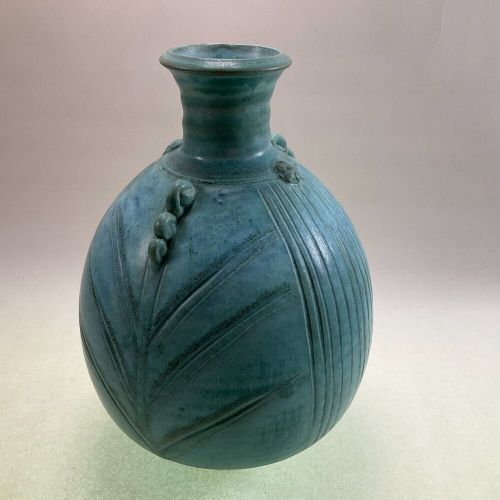 Hodaka pottery turquoise vase -  2005 rochester ny studio pottery - quality