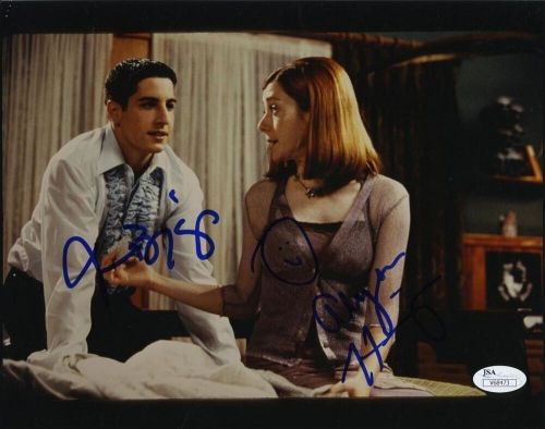 American Pie Cast Hannigan and Biggs Autographed Signed 8x10 Photo JSA COA AFTAL