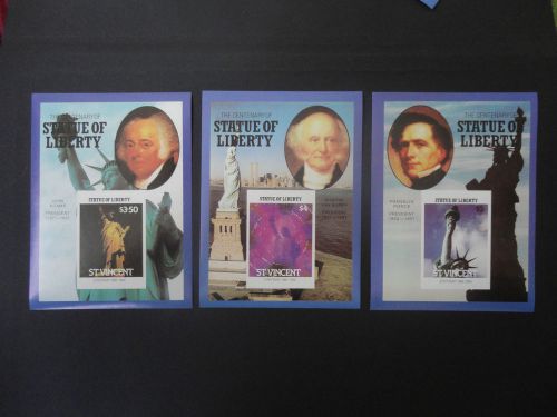 Snt Vincent 1986 Presidents - Statue of Liberty 3 Deluxe blocks MNH VF