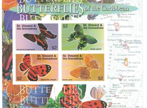 St Vincent - Butterflies of the Caribbean 2007 - Sc 3569 Shtlt MNH IMPERFORATE