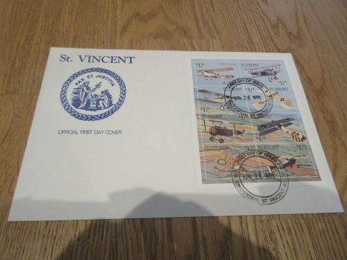 Fdc stamps st vincent 1999 different aircraft 8 planes