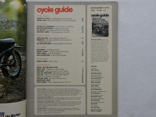 Cycle Guide Magazine November 1970 Saracen 125 Trials Hodaka 100 B Honda B13682