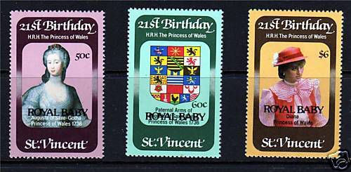 St Vincent 1982 Birth of Prince William SG 699/701 MNH