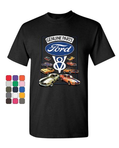 Ford Genuine Parts T-Shirt American Classic Muscle Cars V8 Motor Mens Tee Shirt