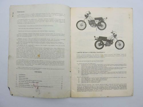 Vintage Hodaka 250 SL Owners Manual Illustrated Parts List B9048