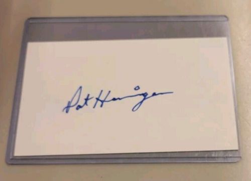 PAT HANNIGAN SIGNED 3x5 INDEX CARD NHL AUTOGRAPH NY RANGERS MAPLE LEAFS FLYERS