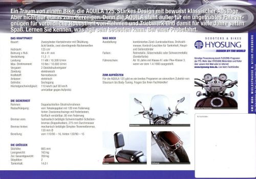 Hyosung Aquila 125 brochure 2000s 1 sheet brochure 1 sheet prospectus broschyr-