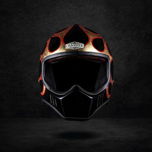 Vintage chamber custom helmet ultra9 flames for bobber chopper cafe racer bike