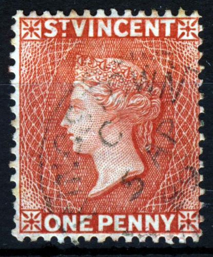 St. vincent qv 1885-92 1d. carmine-red wmk crown ca sg 48c vfu