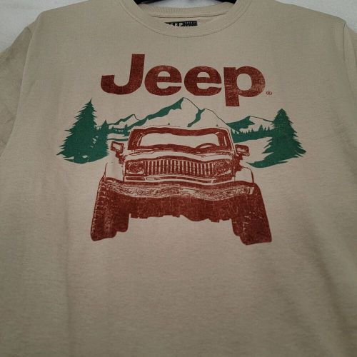 JEEP SPIRIT SHIRT Mens LARGE L Beige 1941 VINTAGE CHEROKEE USA OFFROAD LOGO NWT