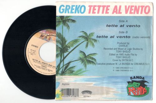 7&#034; greko 45 rpm tette al vento casablanca italy 1989 italo disco