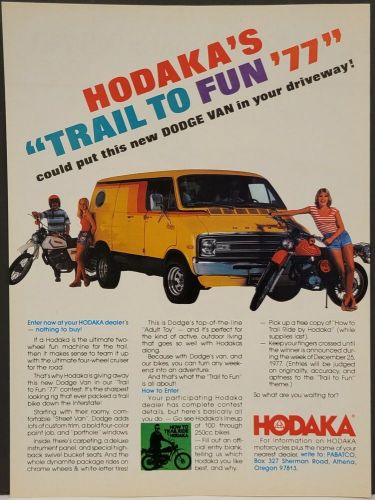 1977 Hodaka Trail to Fun Dodge Van Print Ad Wombat 125 250SL