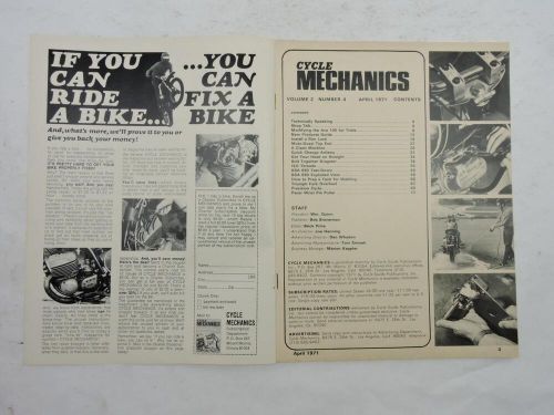 Cycle Mechanics Magazine April 1971 BSA 650 Hodaka Triumph Moto-Guzzi B12818