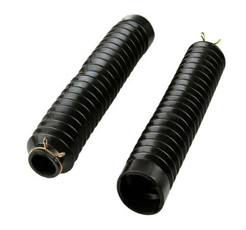 2 Pcs Front Fork Motorcycle Shock Absorber Dust Cover Gaiters Boots Black Rubber