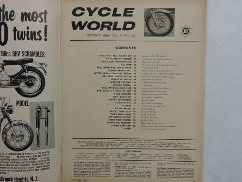 Cycle World Magazine October 1964 BSA Cyclone 500 Hodaka 90 BSA Starlite B13627