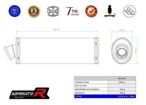 Exhaust silencer muffler dominator oval hyosung gt 650 + db killer