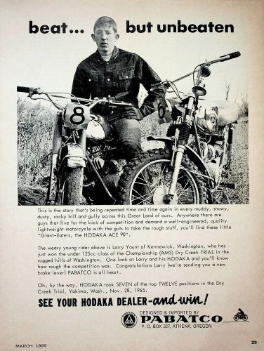 1966 kennewick washington larry yount hodaka ace 90 motorcycle - vintage ad